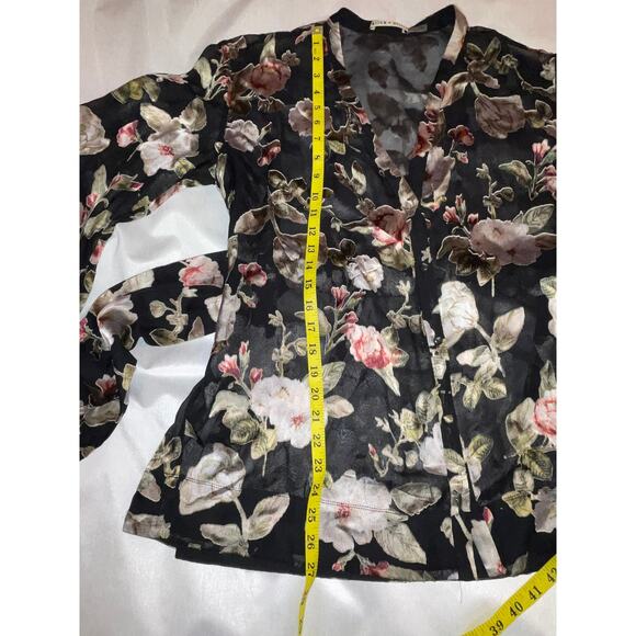 ALICE & OLIVIA ROSARIO Silk & Velvet Top - Size XS - Black Floral - $330 New - Picture 10 of 15